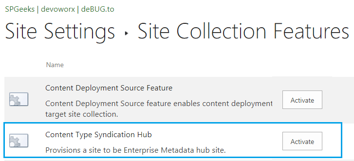 Configure Content Type Hub in SharePoint 2019 Content Type Syndication Hub Feature